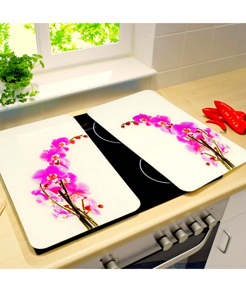 2 Protecções Vidro para Fogão Orquídeas